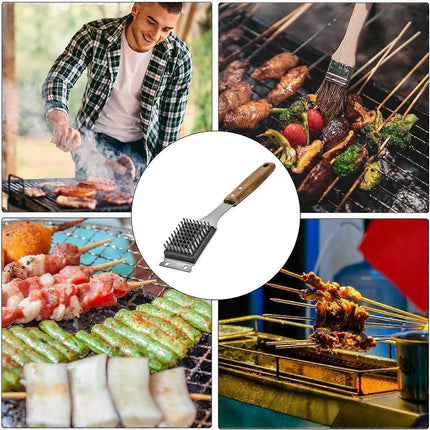 Triple Grill Cleaning Brush with Scraper, BBQ Tool.