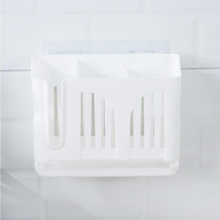 Home Chopsticks Cage Wall-mounted Drain Storage Rack Fork Knife Spoon Holder-Beige.