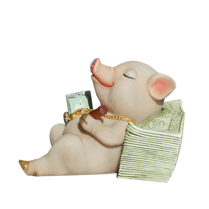 Lovely Moving Brick Reading Book Pig Ornament Home Desktop Decor Resin Craft-5#.