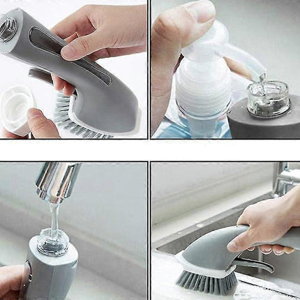 Household Liquid Cleaning Brush, Gray Handle.