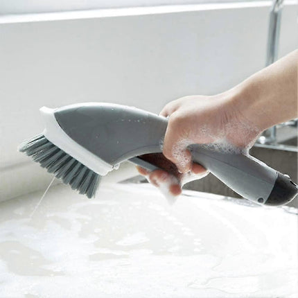 Household Liquid Cleaning Brush, Gray Handle.