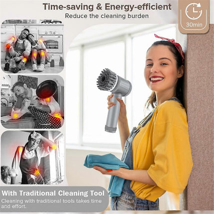 Electric Cleaning Brush with 6 Attachments, Rechargeable Scrubber.