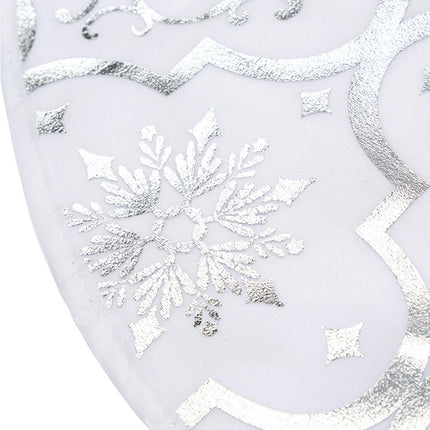 Tree Skirt Polyester Snowflake Pattern Tree Carpet-White.