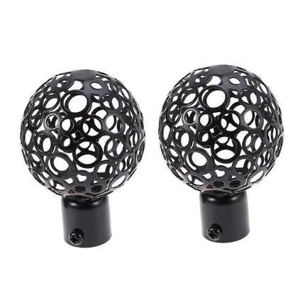 2pcs Curtain Rod Ends, Black Hollow Decorative Finials for Drapes.