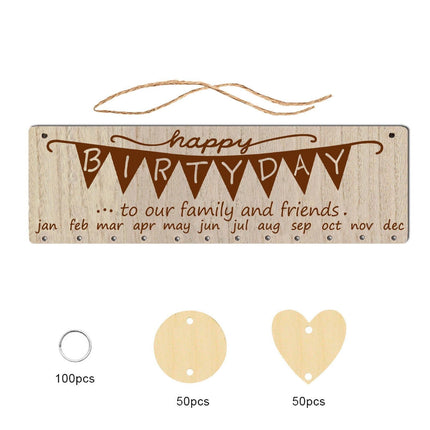 Wall Hanging Calendar Wooden Words Print Family Home Ornaments Office Decor- H.