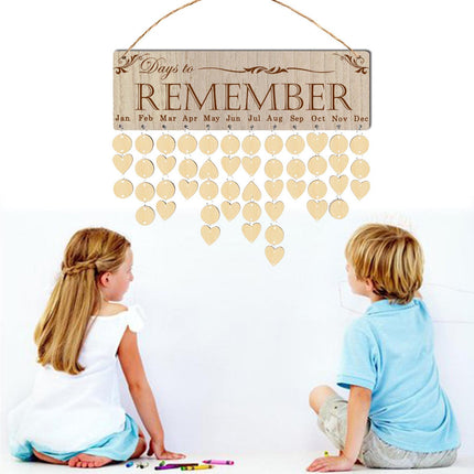 Wall Hanging Calendar Wooden Words Print Family Home Ornaments Office Decor- H.