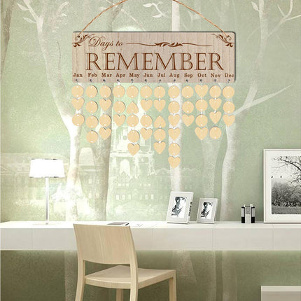 Wall Hanging Calendar Wooden Words Print Family Home Ornaments Office Decor- H.