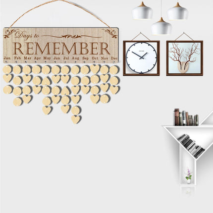 Wall Hanging Calendar Wooden Words Print Family Home Ornaments Office Decor- H.