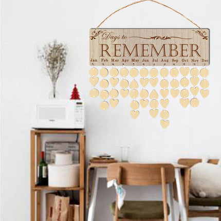 Wall Hanging Calendar Wooden Words Print Family Home Ornaments Office Decor- H.