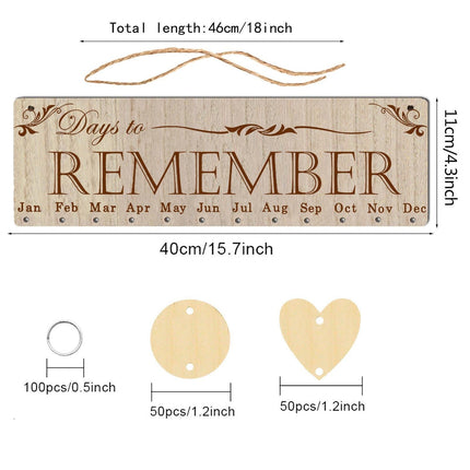 Wall Hanging Calendar Wooden Words Print Family Home Ornaments Office Decor- H.