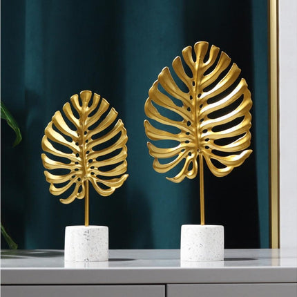 Iron Monstera Leaf Ornament Photo Prop Living Room Desktop TV Cabinet Decoration- S.