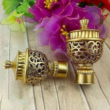 2pcs Curtain Rod Finials, Hollow Decorative End Caps.