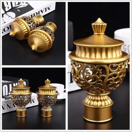 2pcs Curtain Rod Finials, Hollow Decorative End Caps.