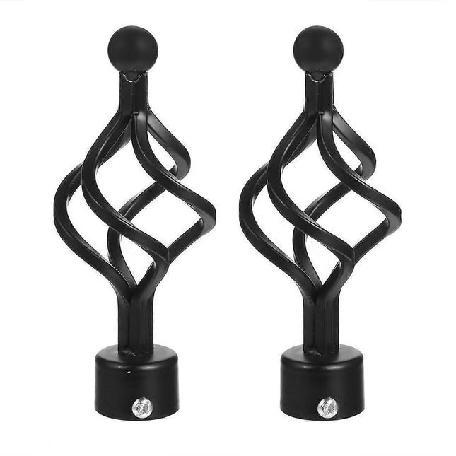 2pcs Adjustable Curtain Rods with Decorative Ends & Stoppers.