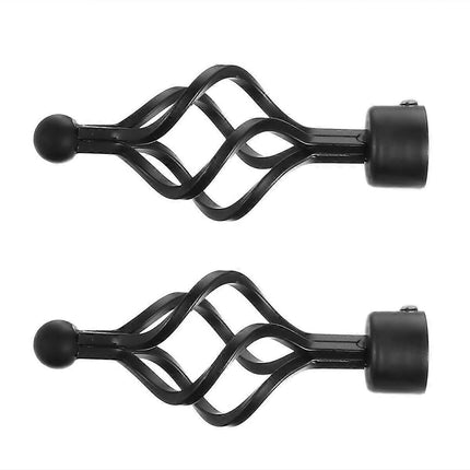 2pcs Adjustable Curtain Rods with Decorative Ends & Stoppers.