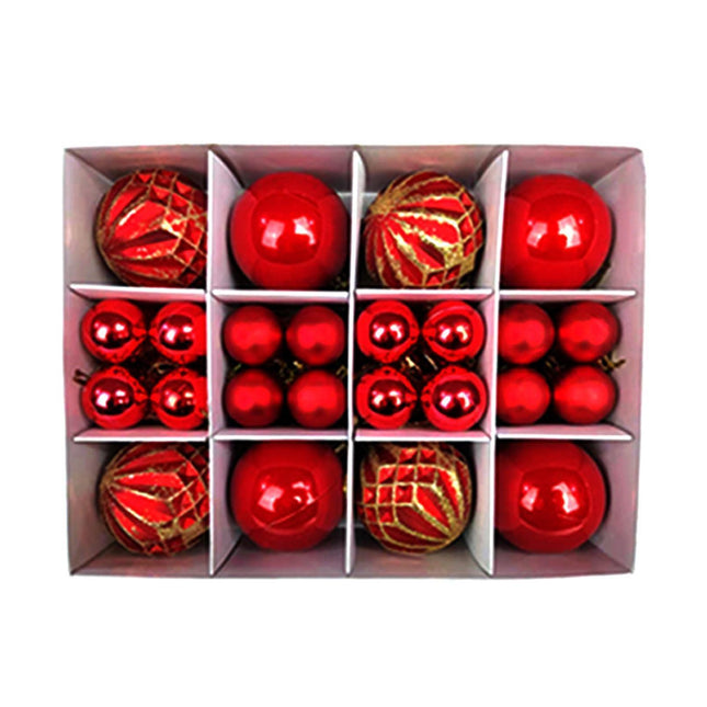 40Pcs 3/6cm Xmas Tree Ball Pendant-Red.