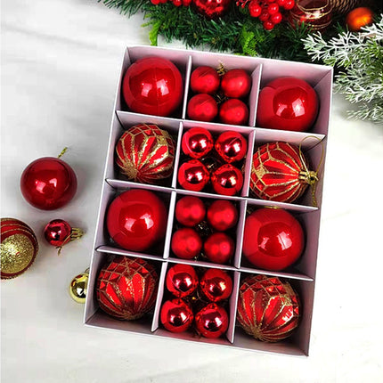 40Pcs 3/6cm Xmas Tree Ball Pendant-Red.