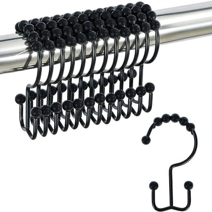 12pcs Double-Sided Metal Shower Curtain Hooks Anti-Rust Sliding Hooks.