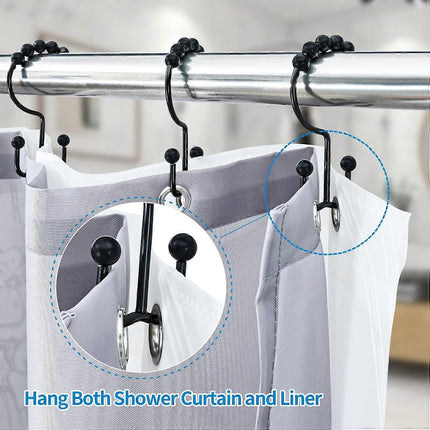 12pcs Double-Sided Metal Shower Curtain Hooks Anti-Rust Sliding Hooks.