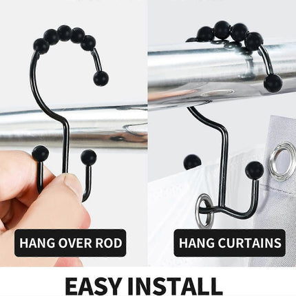 12pcs Double-Sided Metal Shower Curtain Hooks Anti-Rust Sliding Hooks.