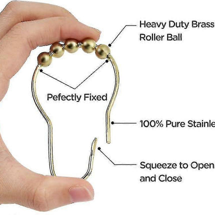 30pcs Stainless Steel Shower Curtain Hooks Gold Curtain Hooks.