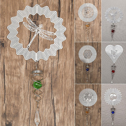 Metal Wind Spinner Rotating Animal Letter Pattern Hanging Pendant Home Ornament-#6.