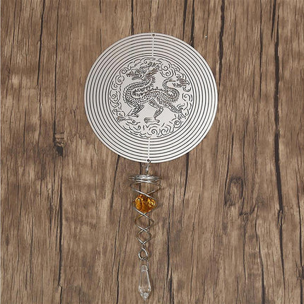 Metal Wind Spinner Rotating Animal Letter Pattern Hanging Pendant Home Ornament-#6.