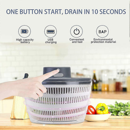 Automatic Electric Salad Spinner, Rechargeable Quick Lettuce Dryer.