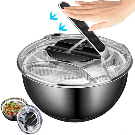 3.5L Stainless Steel Salad Spinner, Double-Layer Press Fruit Vegetable Dryer.