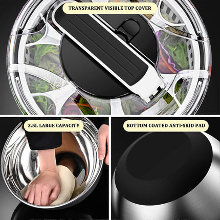 3.5L Stainless Steel Salad Spinner, Double-Layer Press Fruit Vegetable Dryer.