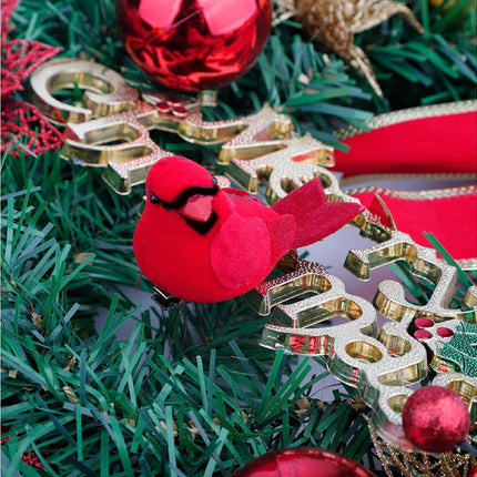12Pcs Artificial Bird Ornament for Home-Red.