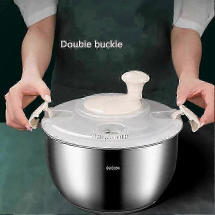 6L Stainless Steel Salad Spinner with PP Lid, Fruit & Veg Washer.