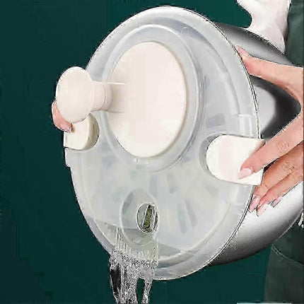 6L Stainless Steel Salad Spinner with PP Lid, Fruit & Veg Washer.