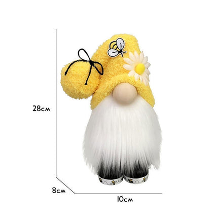 Doll Ornament Adorable Fine Workmanship Plush Bumble Bee Gnome Decoration for Home Desktop-Yellow.
