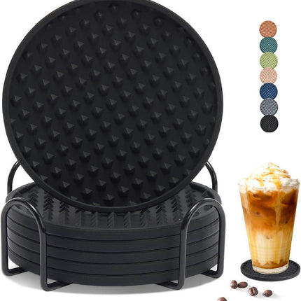 Silicone Drink Coasters with Holder Tabletop Protection.