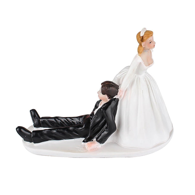 Elegant Bride Groom Couple Cake Topper Wedding Resin Figurine Valentine Day Gift-Skin Color.