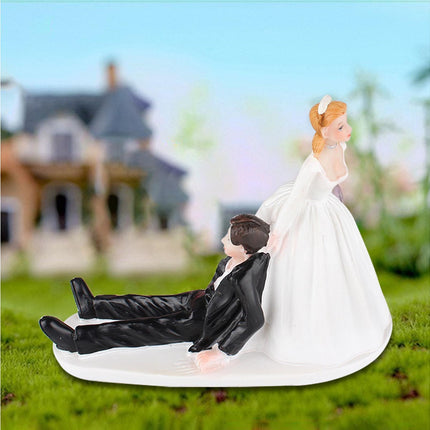 Elegant Bride Groom Couple Cake Topper Wedding Resin Figurine Valentine Day Gift-Skin Color.
