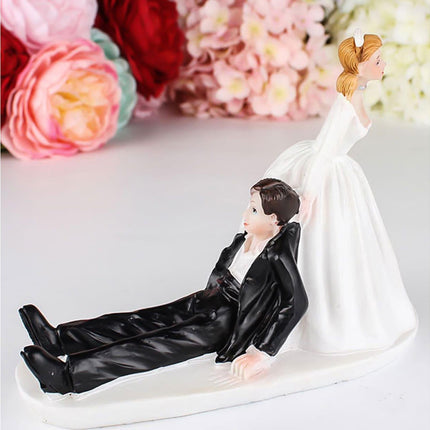 Elegant Bride Groom Couple Cake Topper Wedding Resin Figurine Valentine Day Gift-Skin Color.