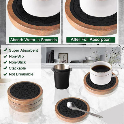 5pcs Wooden Absorbent Drink Coasters for Coffee Table.