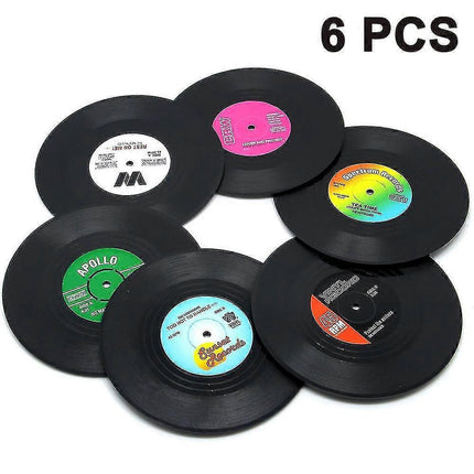 6pcs Retro Vinyl Record Drink Coasters Set.