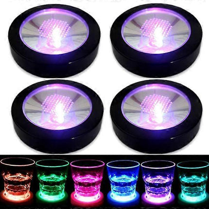 4pcs LED Drink Coasters with Light Sensor for Bar Party.