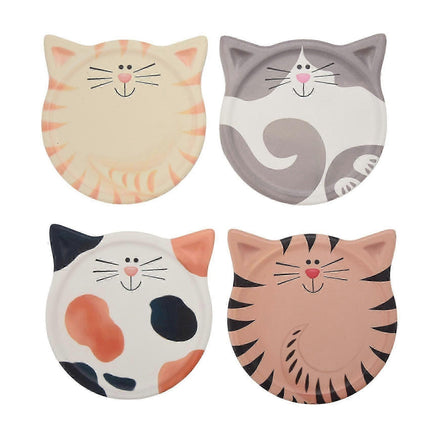 4pcs Absorbent Ceramic Drink Coasters Cute Design for Coffee Milk Tea.