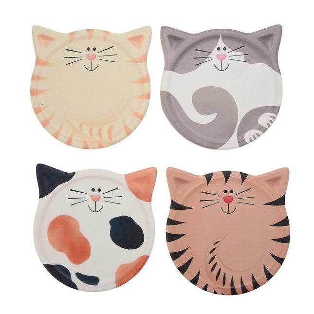 4pcs Absorbent Ceramic Drink Coasters Cute Design for Coffee Milk Tea.