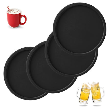 4pcs Silicone Drink Coasters Non-Slip Cup Mats for Hot Cold Drinks Coffee.