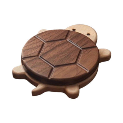 Wooden Cartoon Turtle Drink Coaster for Desktop Accessories.