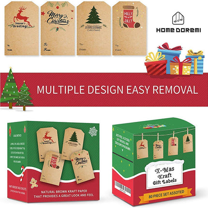 300Pcs/Roll Christmas Gift Sticker-Cowhide Color.