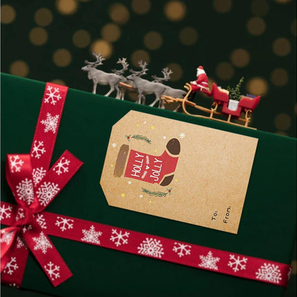 300Pcs/Roll Christmas Gift Sticker-Cowhide Color.