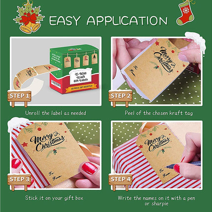 300Pcs/Roll Christmas Gift Sticker-Cowhide Color.