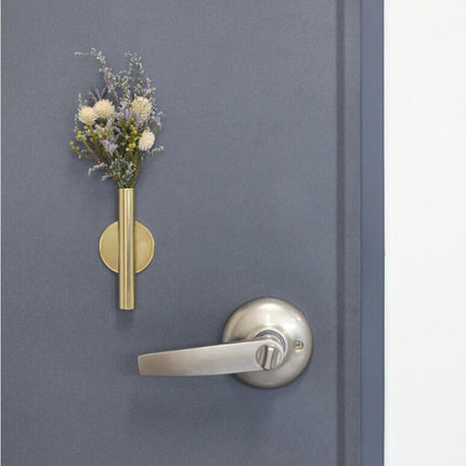 Wall Mounted Adhesive Metal Dried Flower Vase Tube Home Garden Balcony Decor-Rose Gold.