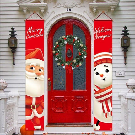 2Pcs/Set Door Hanging Banners Couplets Home Decor Ornaments for Christmas Party-1#.